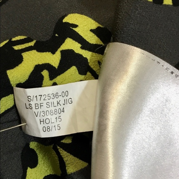 Banana Republic Silk Black & Yellow on Grey Button Down Shirt - Picture 8 of 8